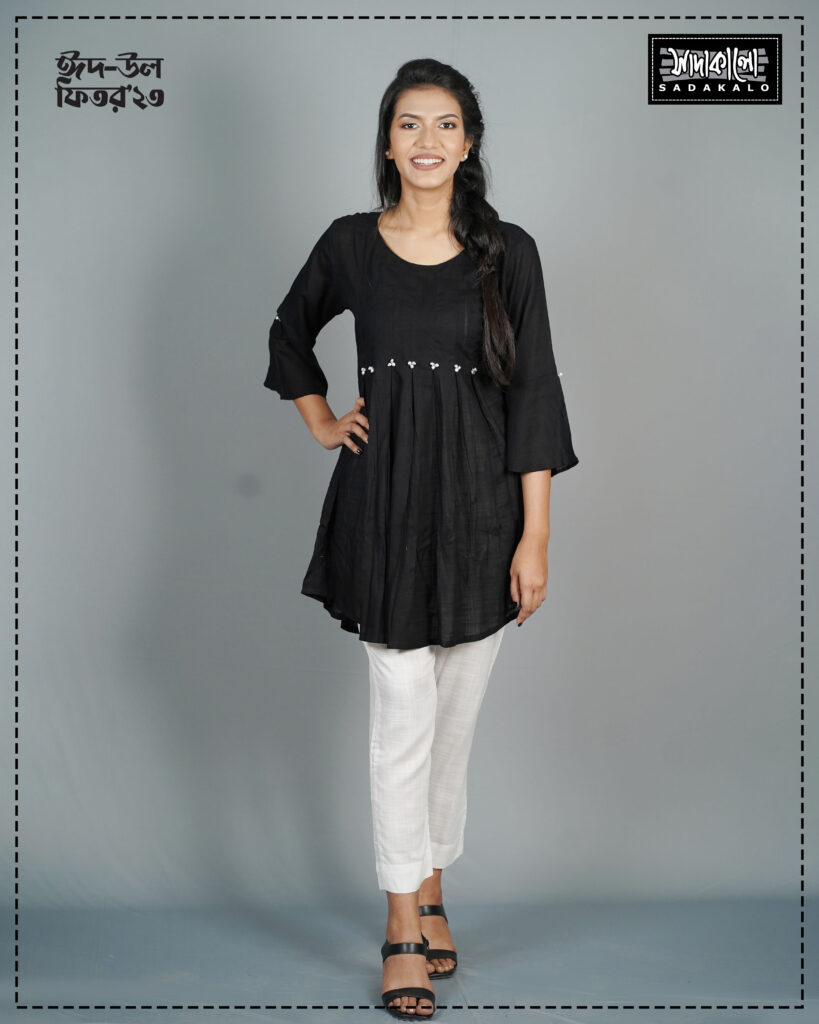 Buy Stylish Black Color Linen Fabric Women Tops from Sadakalo – Sadakalo