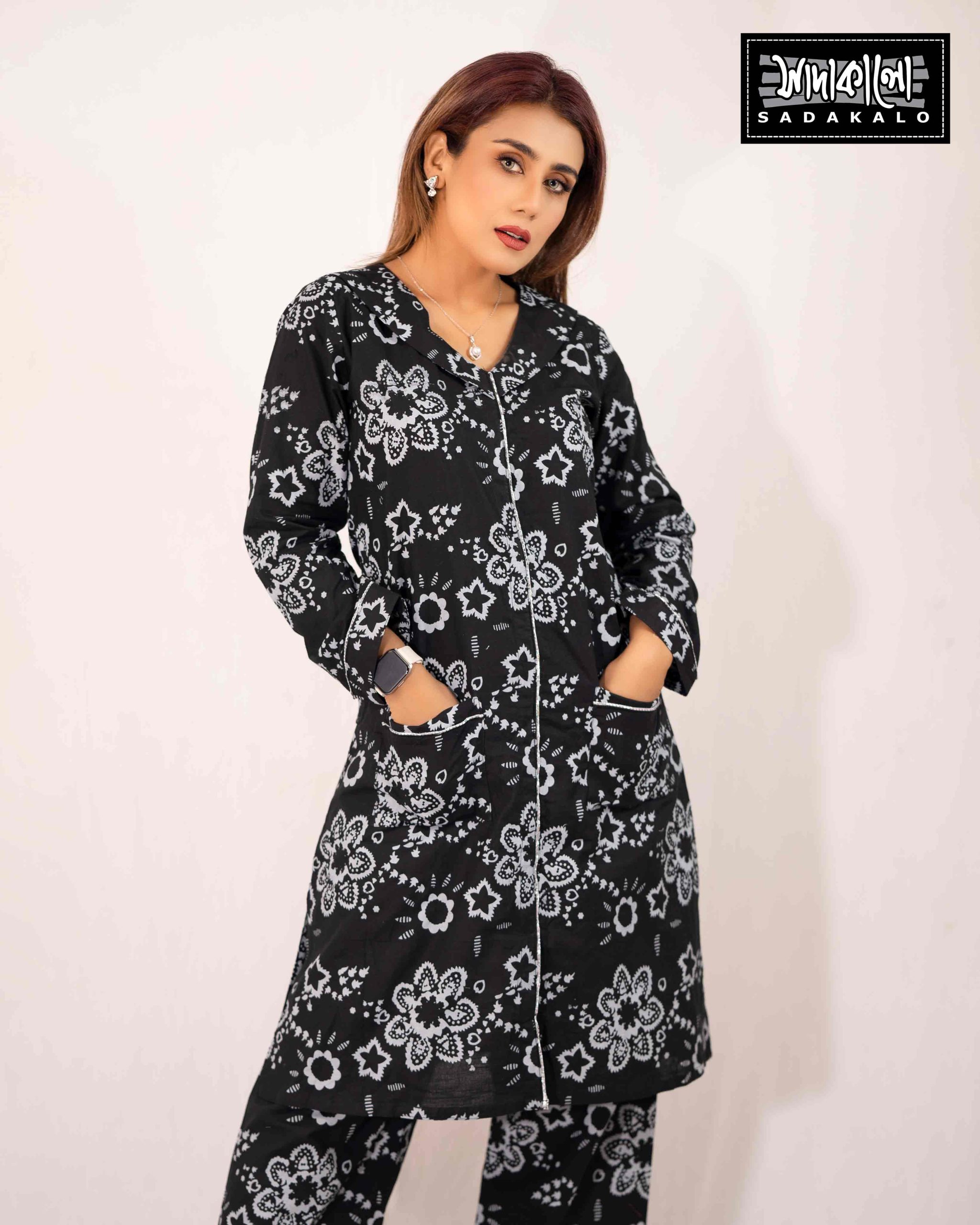 Relaxed Black Floral Printed Set – Comfortable and Chic
