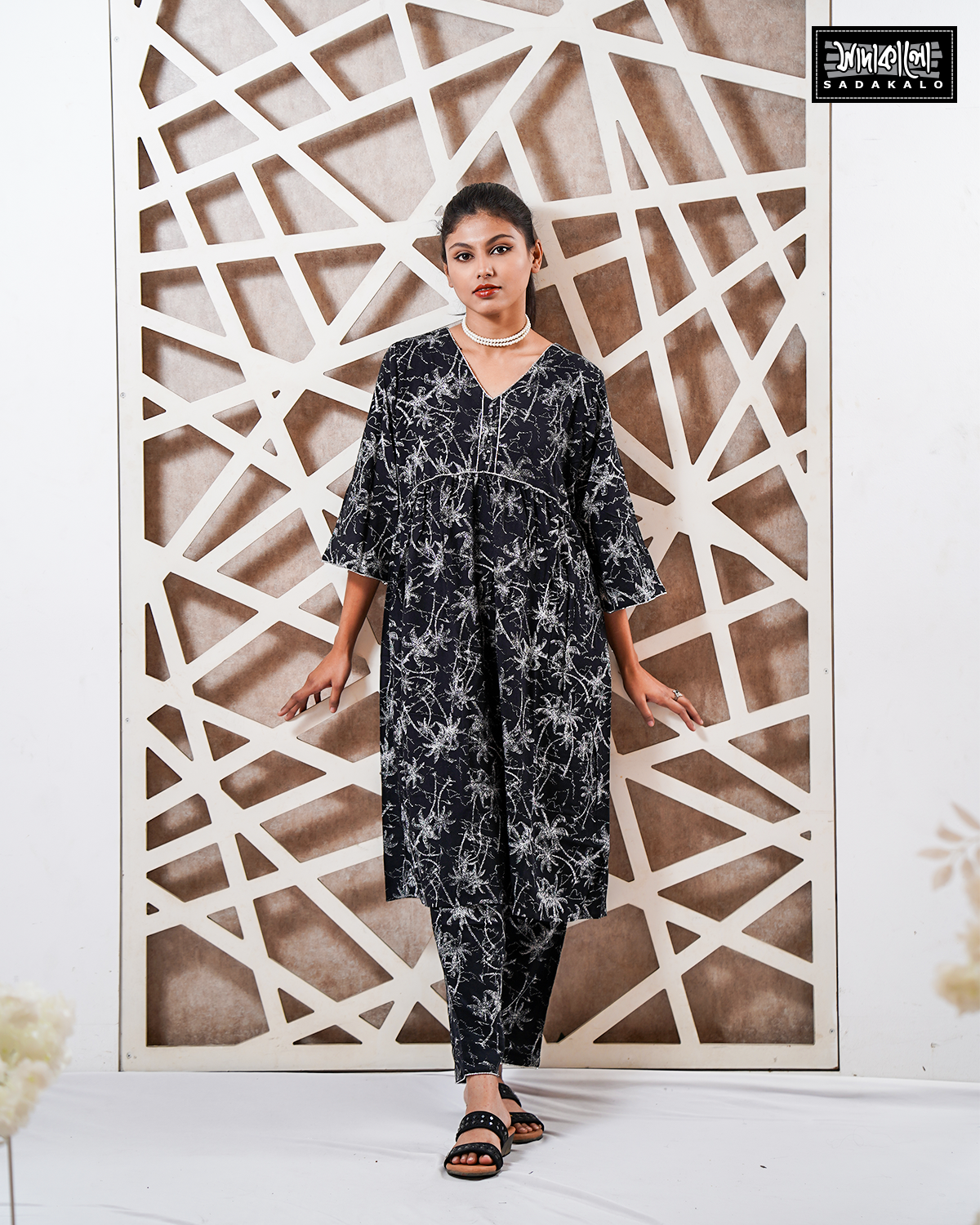 Stylish Lilen Black Co-ord Set for Eid - Image 3