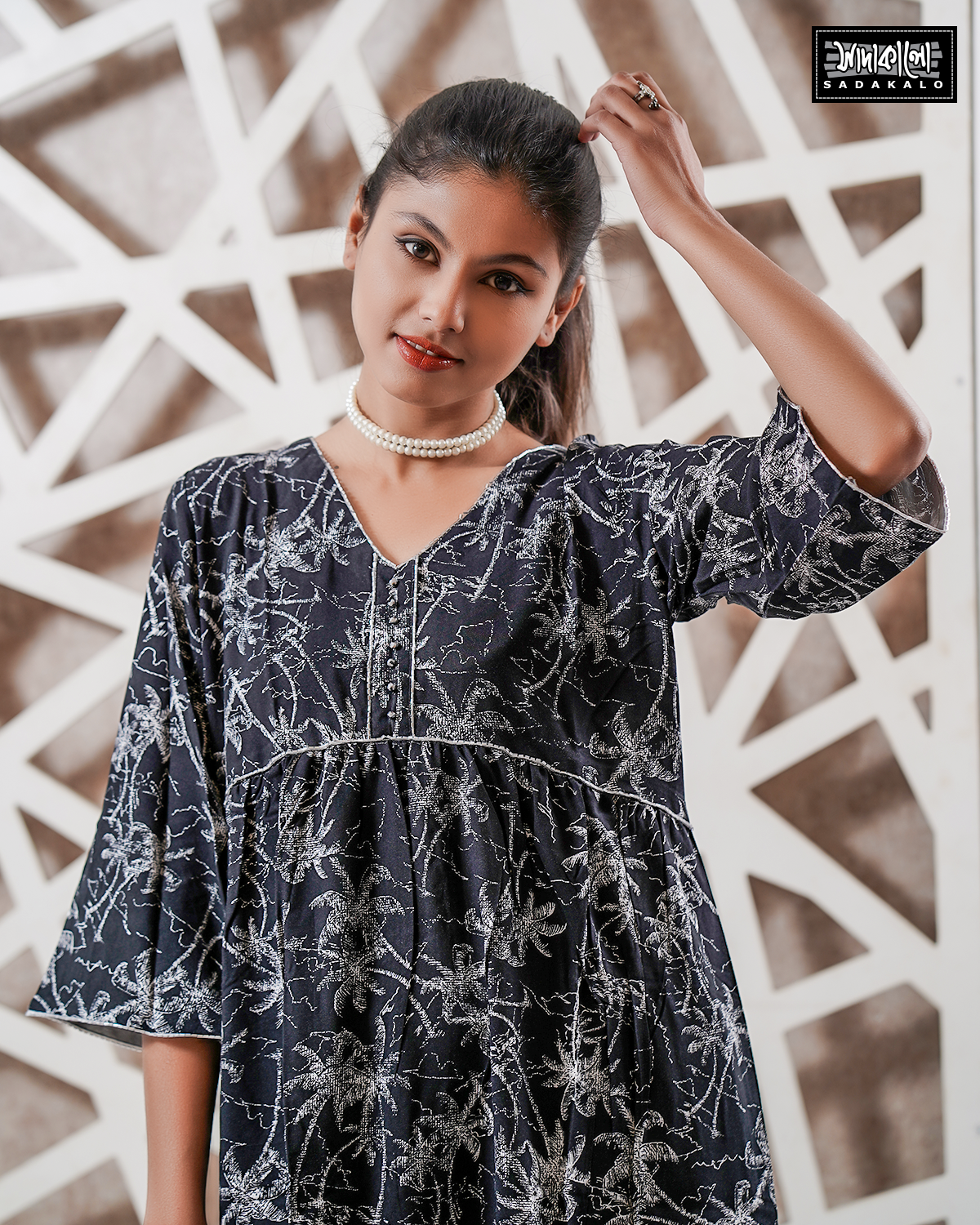 Stylish Lilen Black Co-ord Set for Eid - Image 2