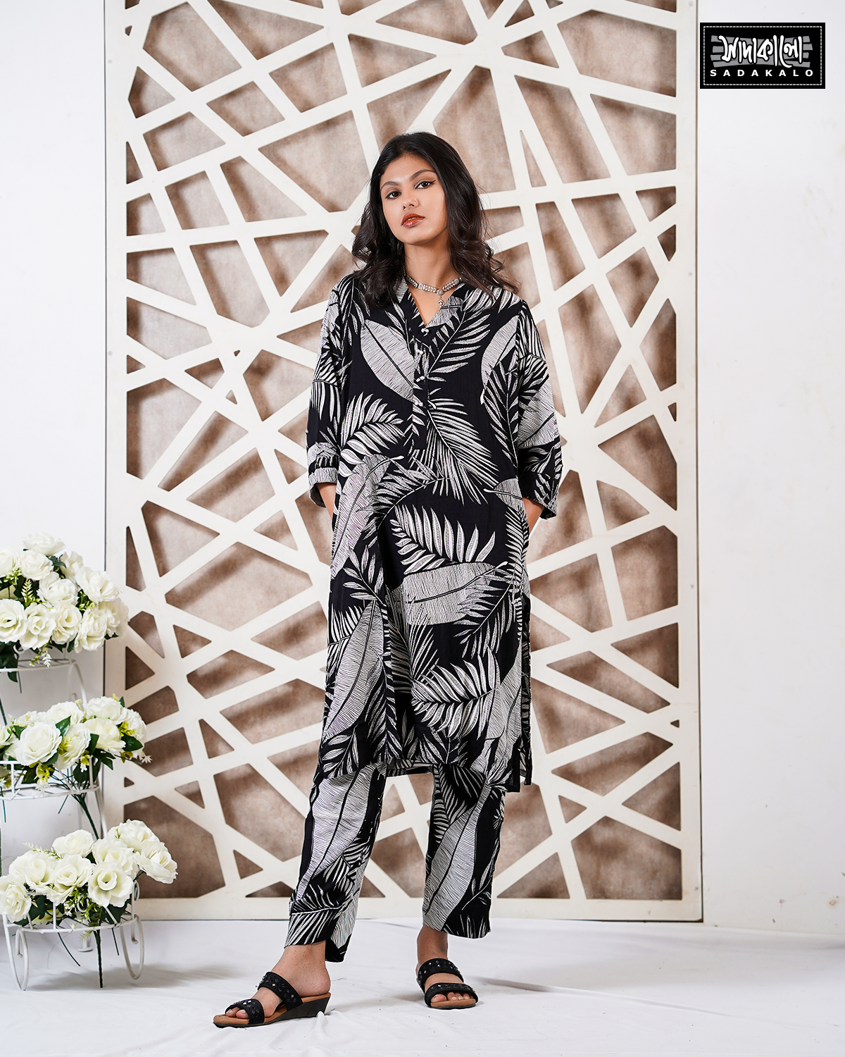 Stylish Lilen  Black Co-ord Set for Eid
