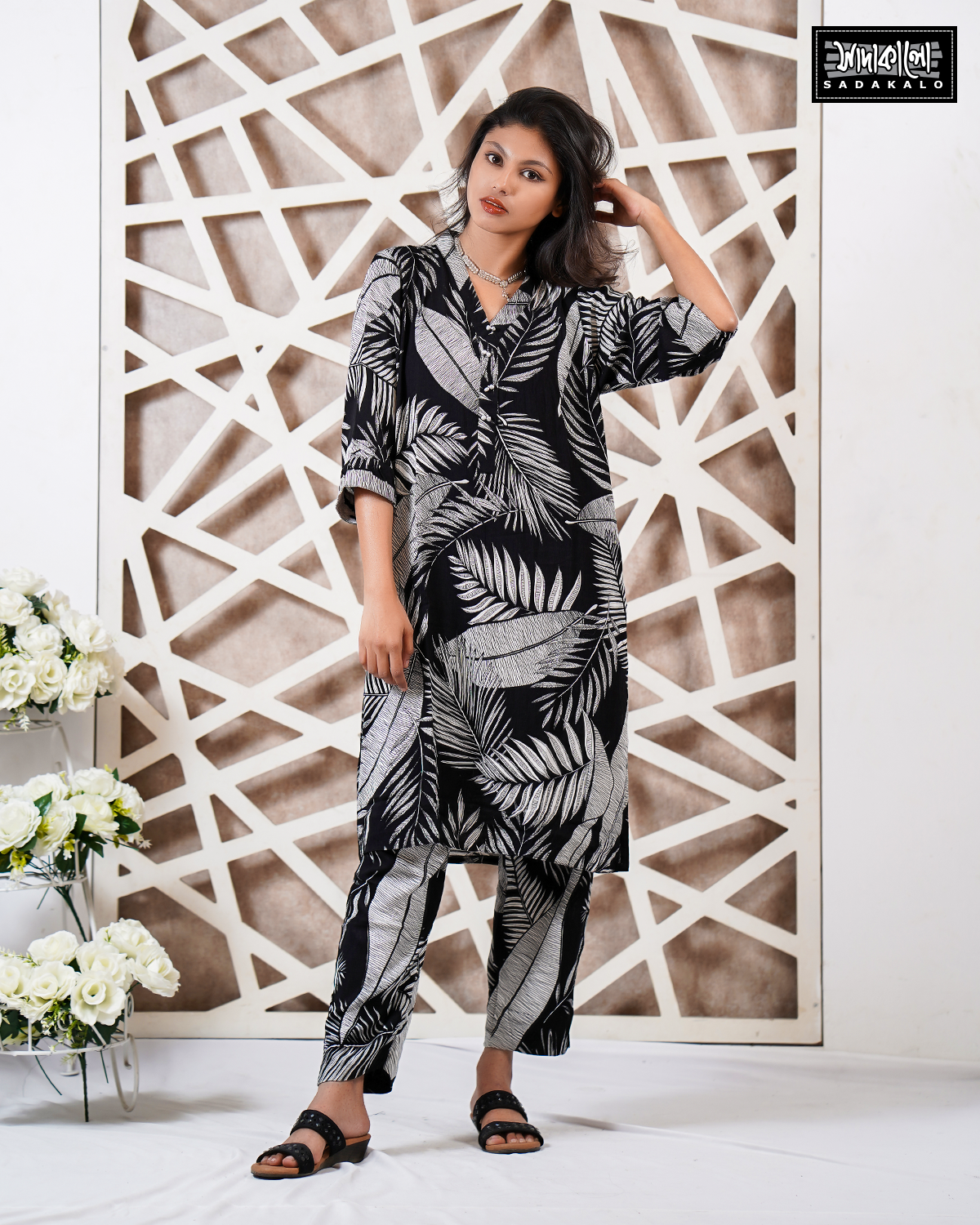 Stylish Lilen Black Co-ord Set for Eid - Image 2