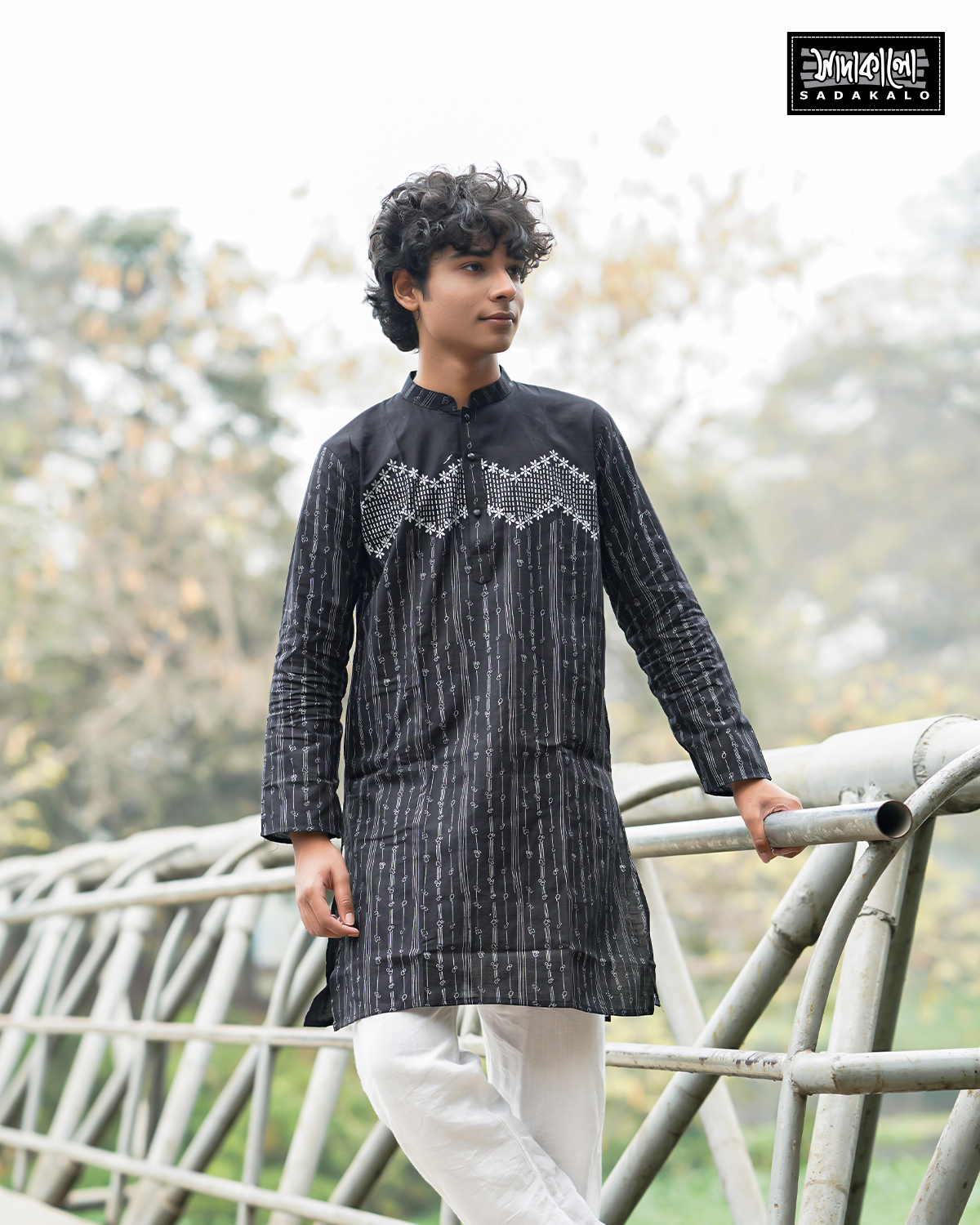 Black Color Media Block Design Panjabi