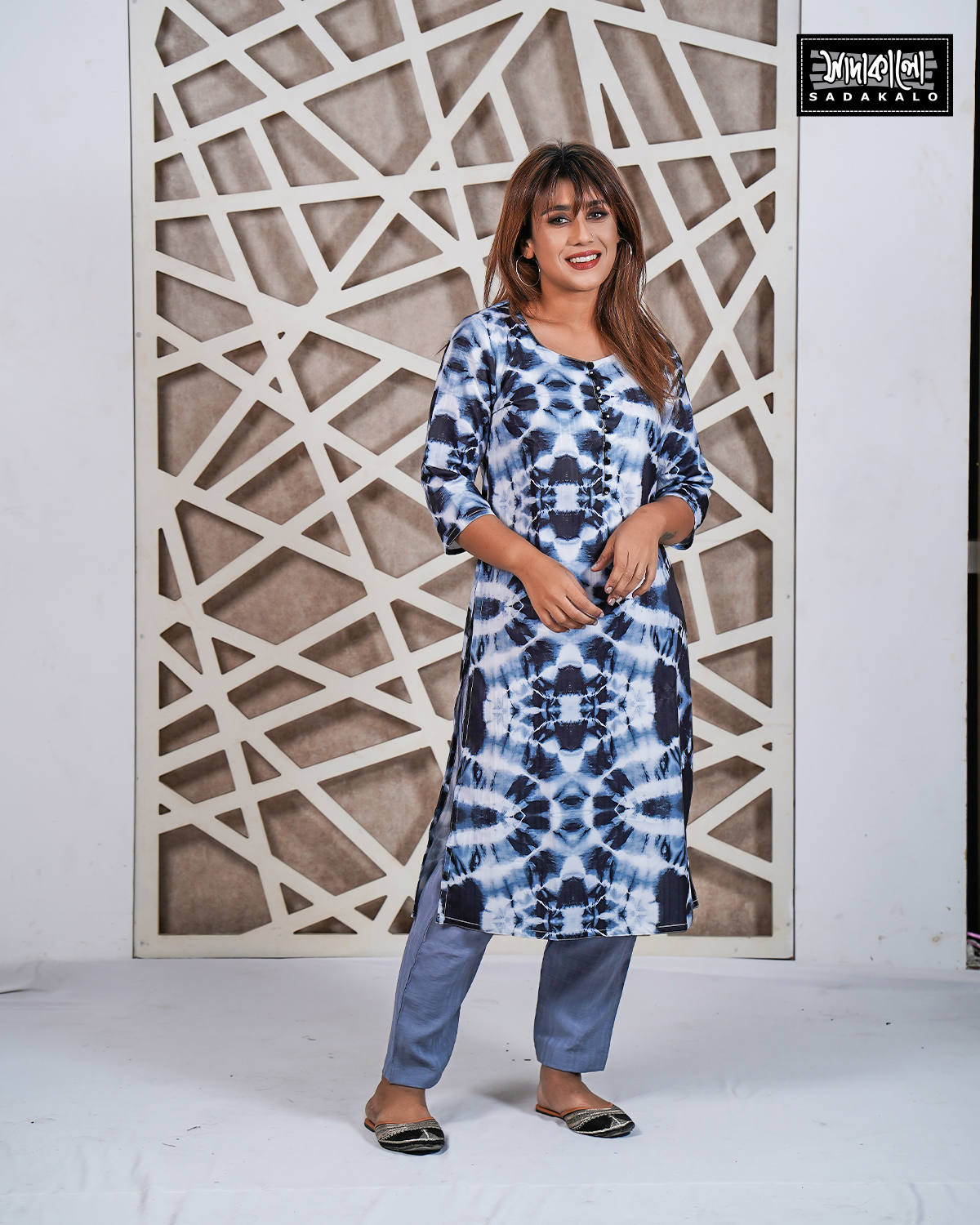 Eid New Block Print Lilen Single Kameez - Image 2