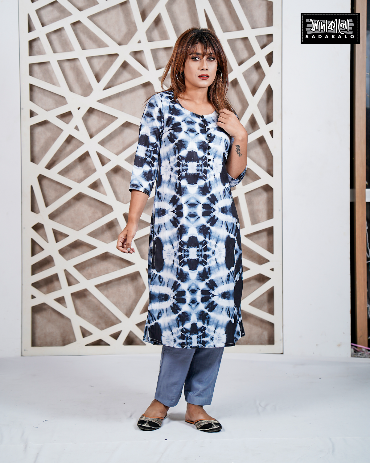 Eid New Block Print Lilen Single Kameez - Image 4