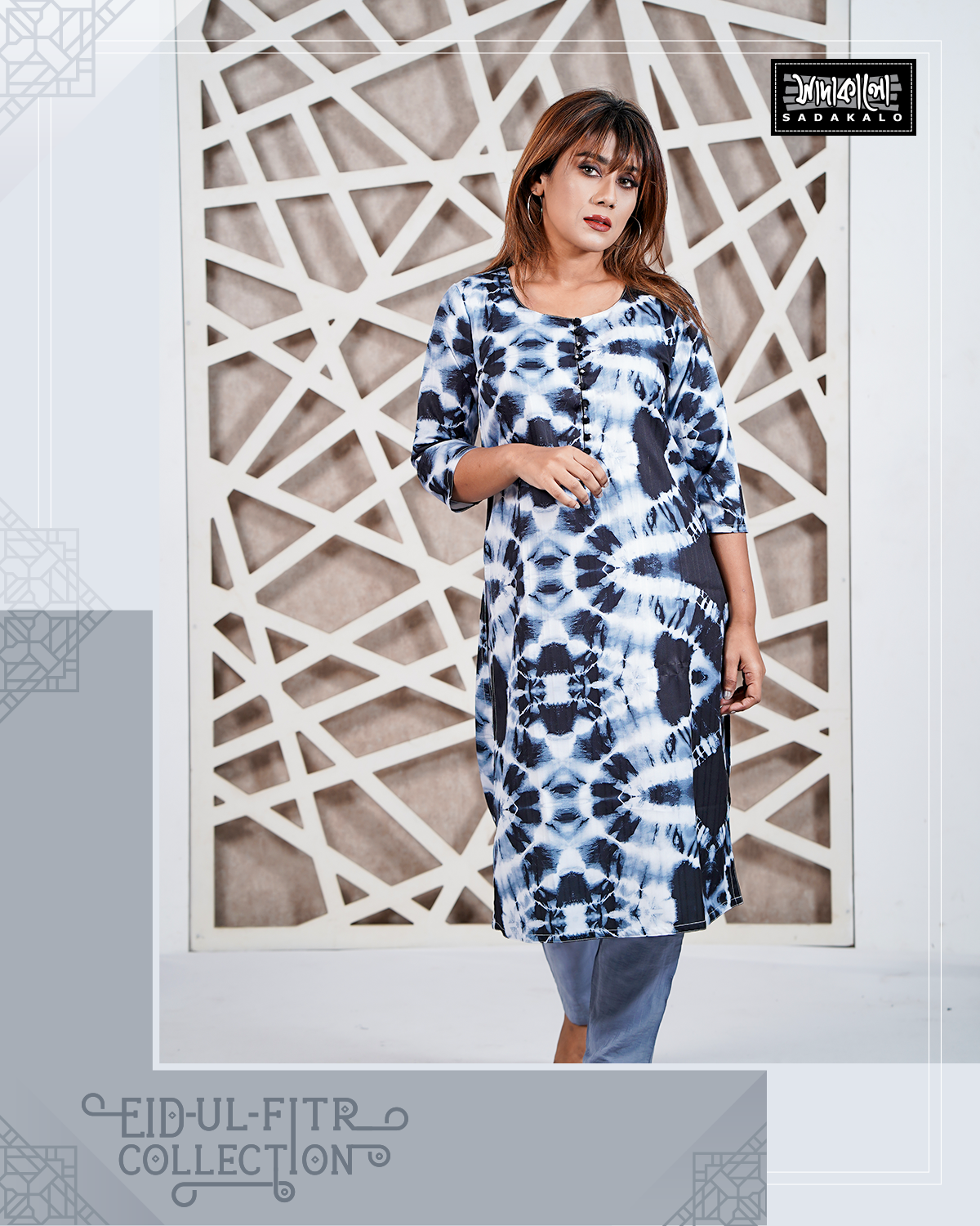 Eid New Block Print Lilen Single Kameez - Image 4