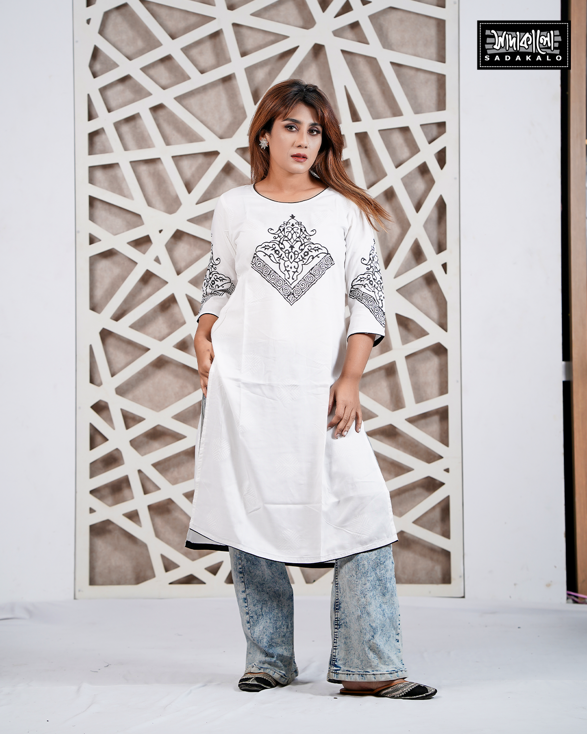 New Eid Stylish Block Print Single Kameez - Image 2