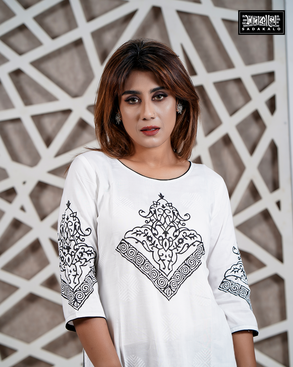 New Eid Stylish Block Print Single Kameez - Image 3