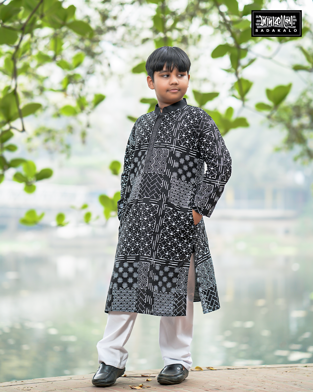New Stylish Screen Printed Cotton Baby Panjabi - Image 2
