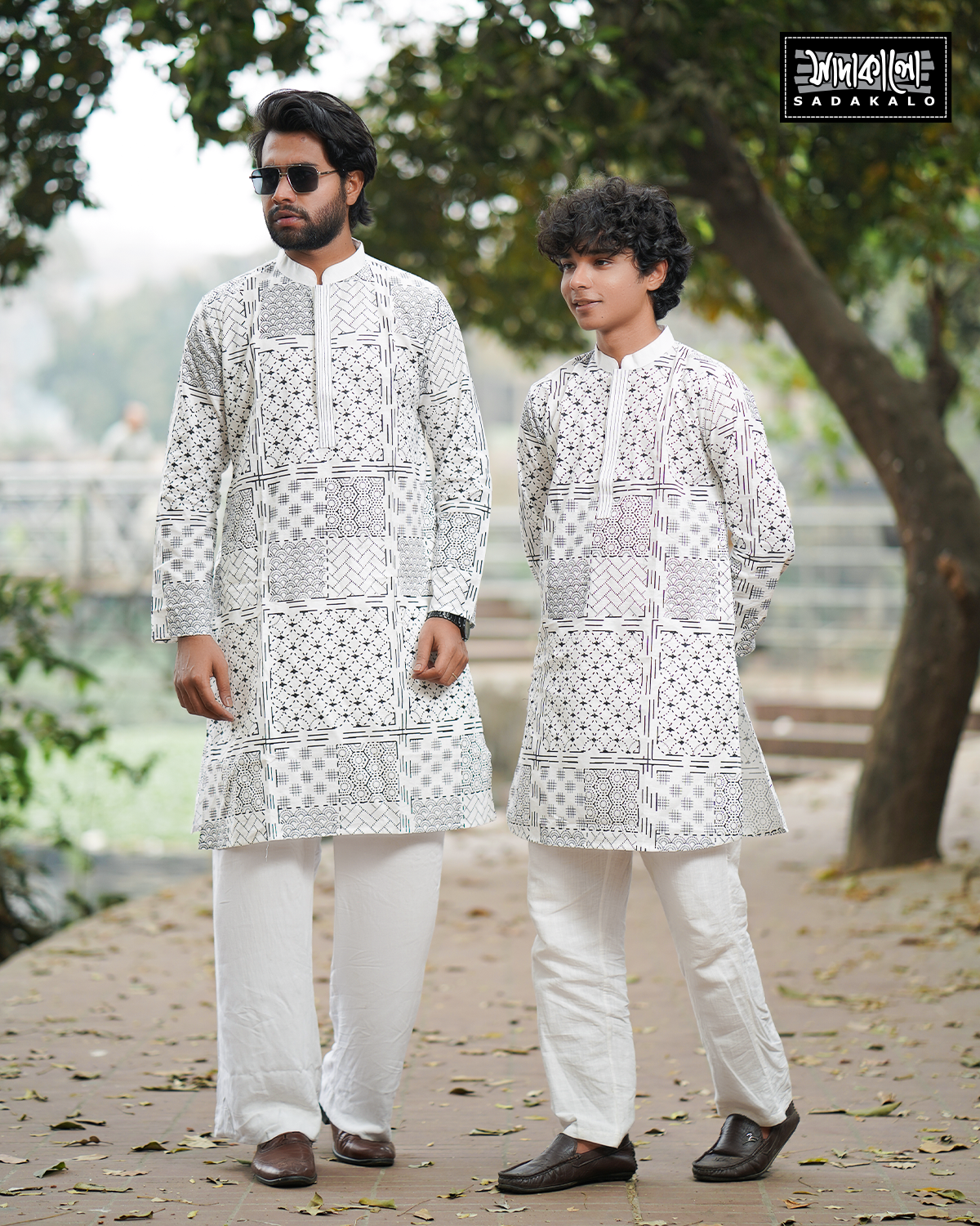 New Media Screen Printed White Color Cotton Fabric Mens Panjabi