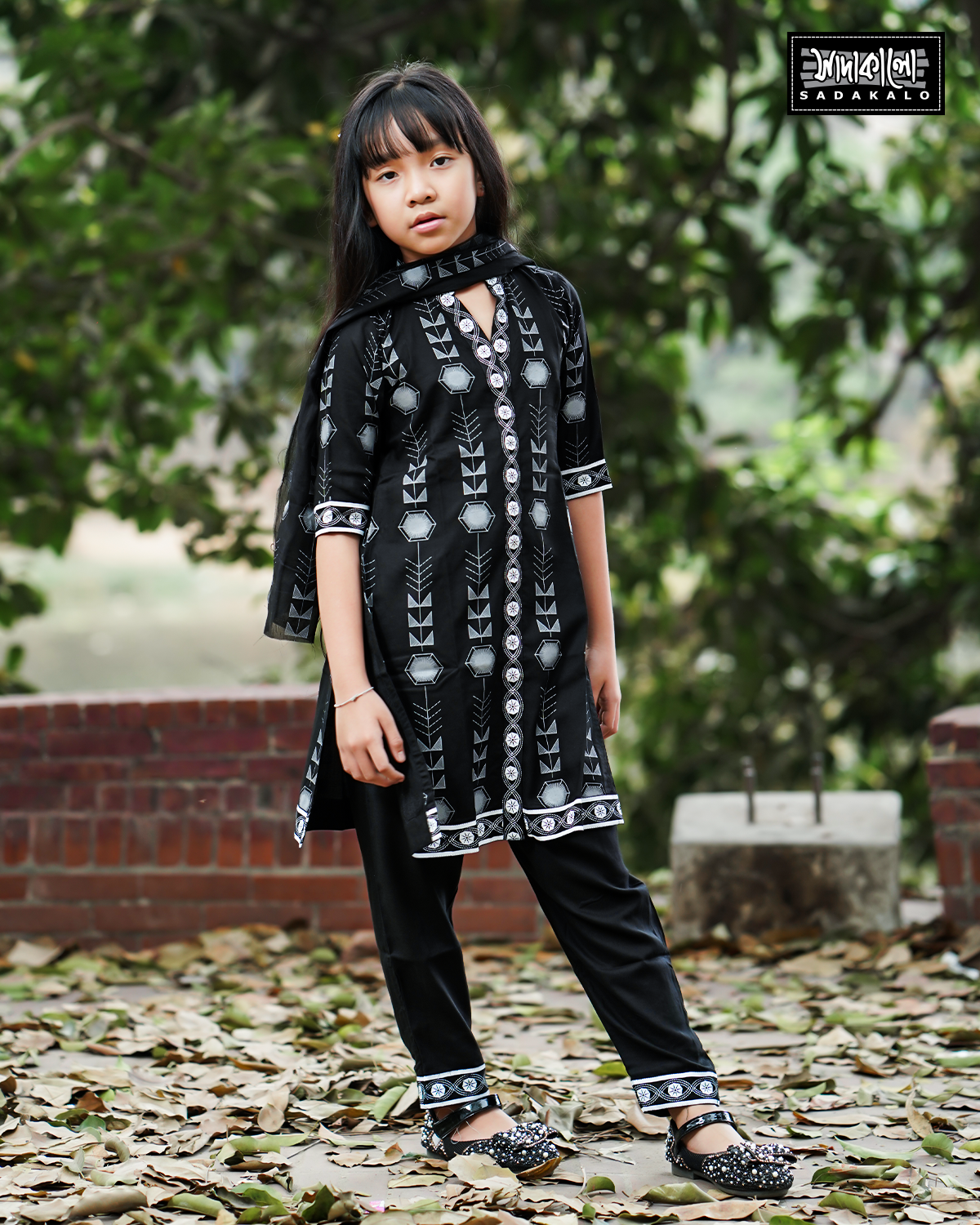 Media Screen Printed Black Color Baby Salwar Kameez For This Eid - Image 3
