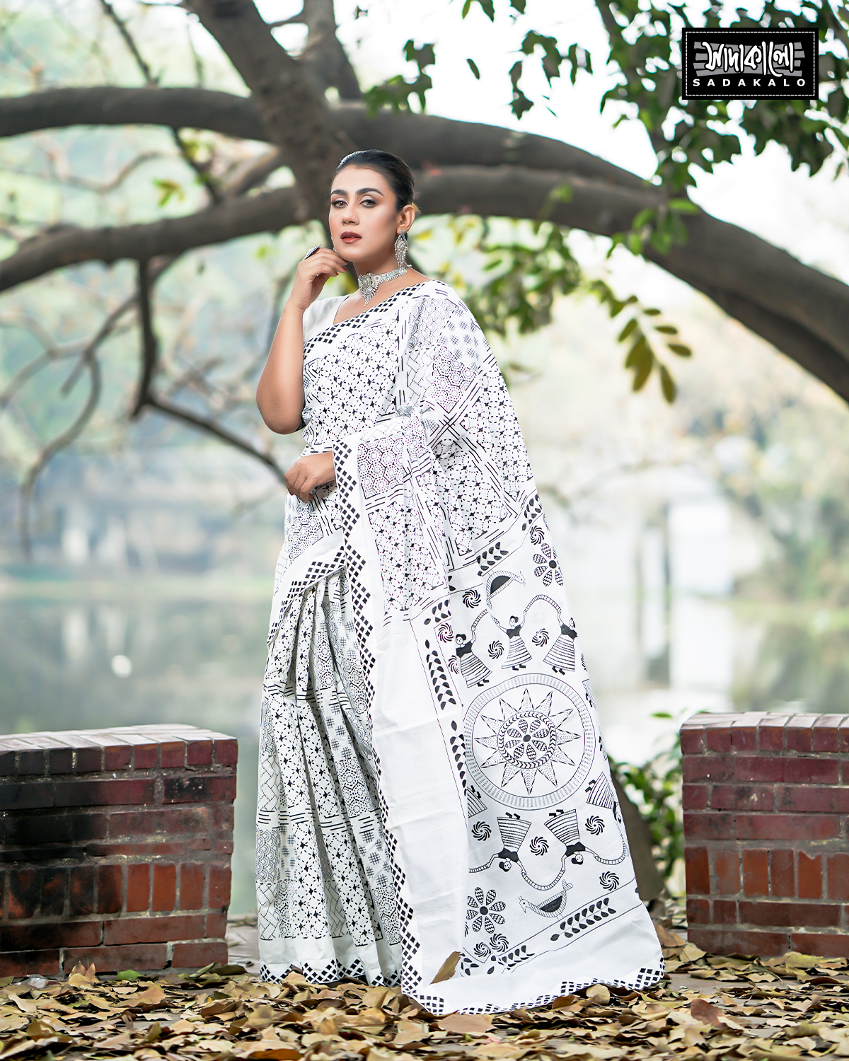 Screen Printed Half Silk Fabric Sharee