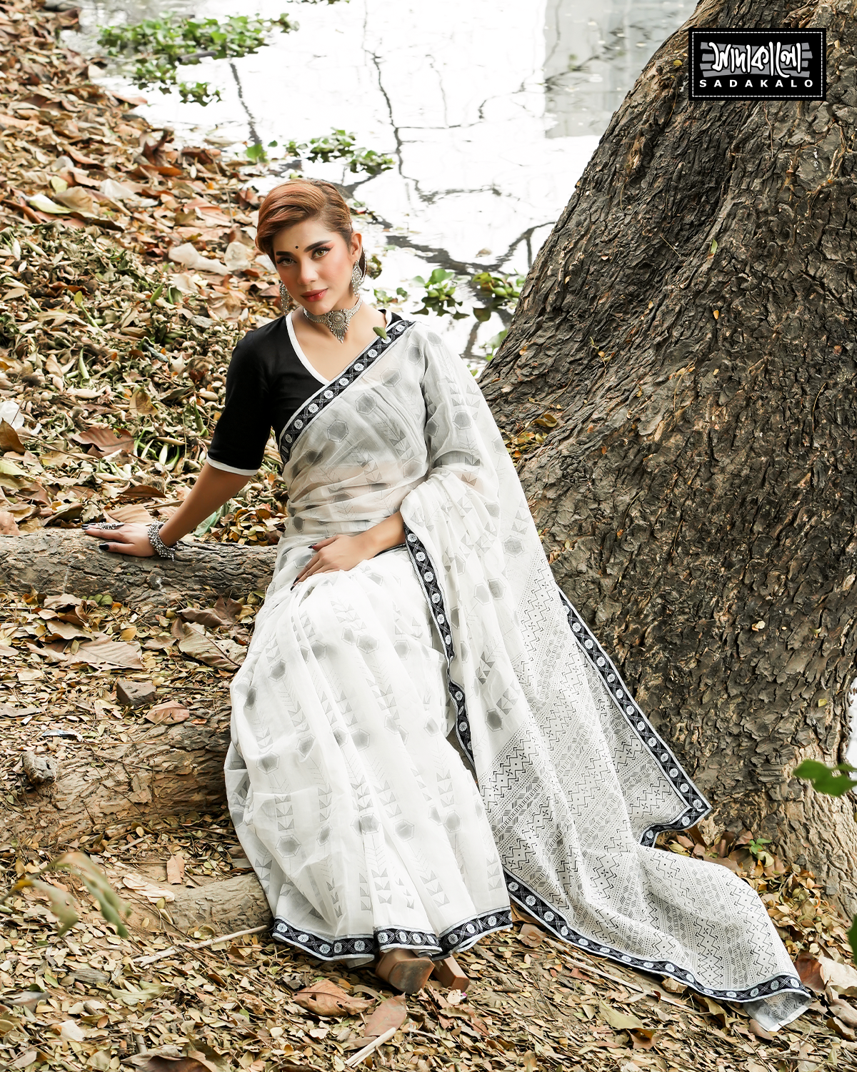 Screen Printed Half Silk Fabric Sharee