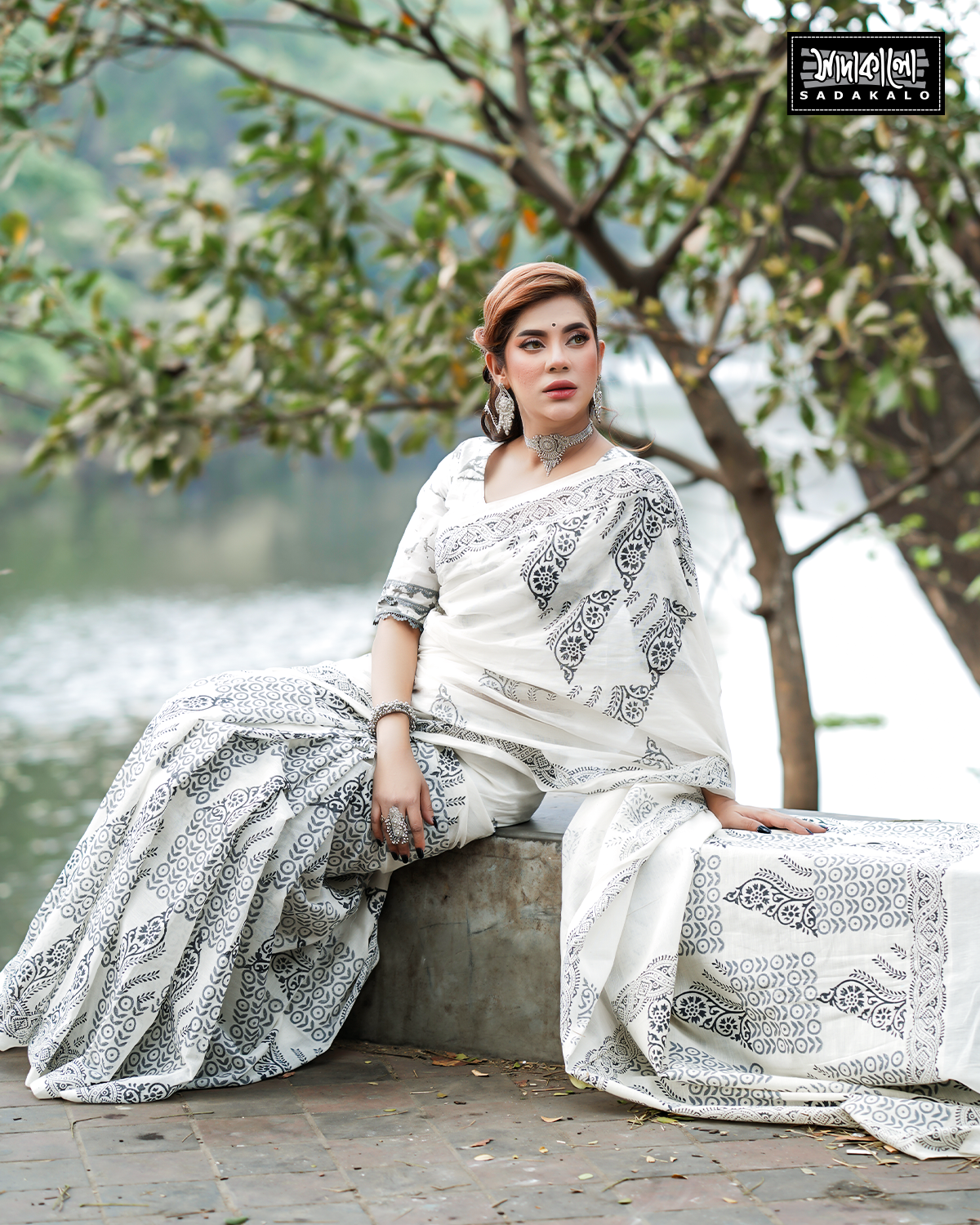 Block Print Cotton Sharee