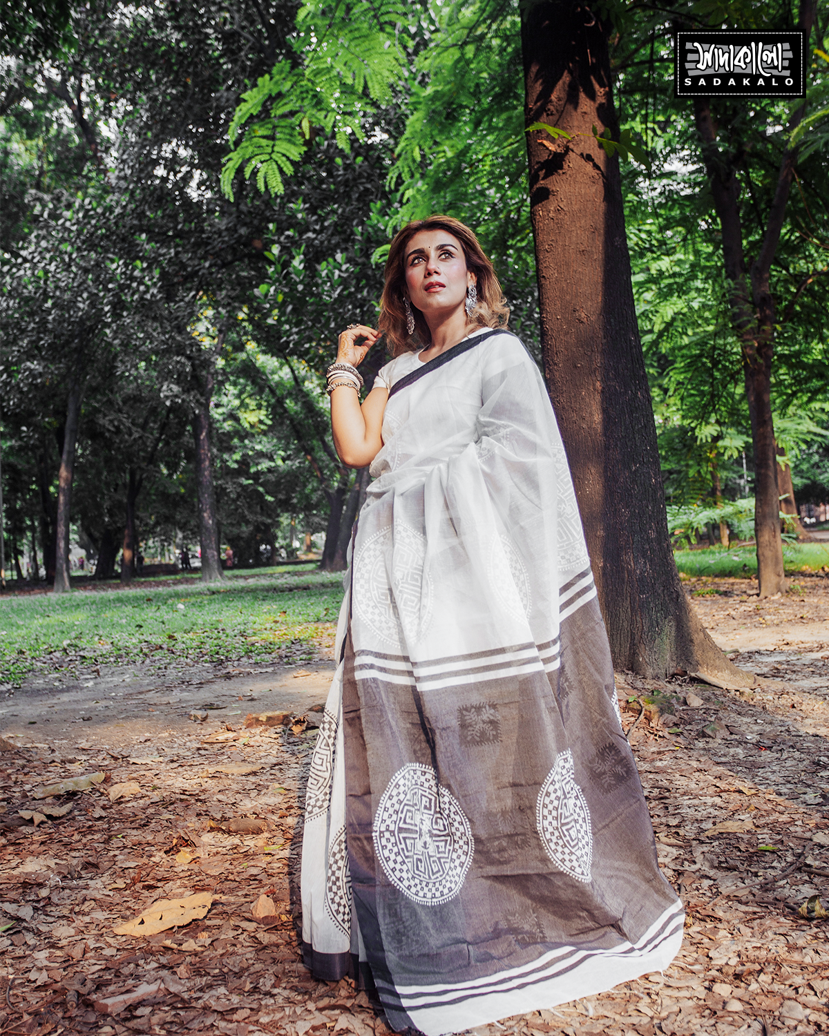 Block Printed Half Silk Sharee