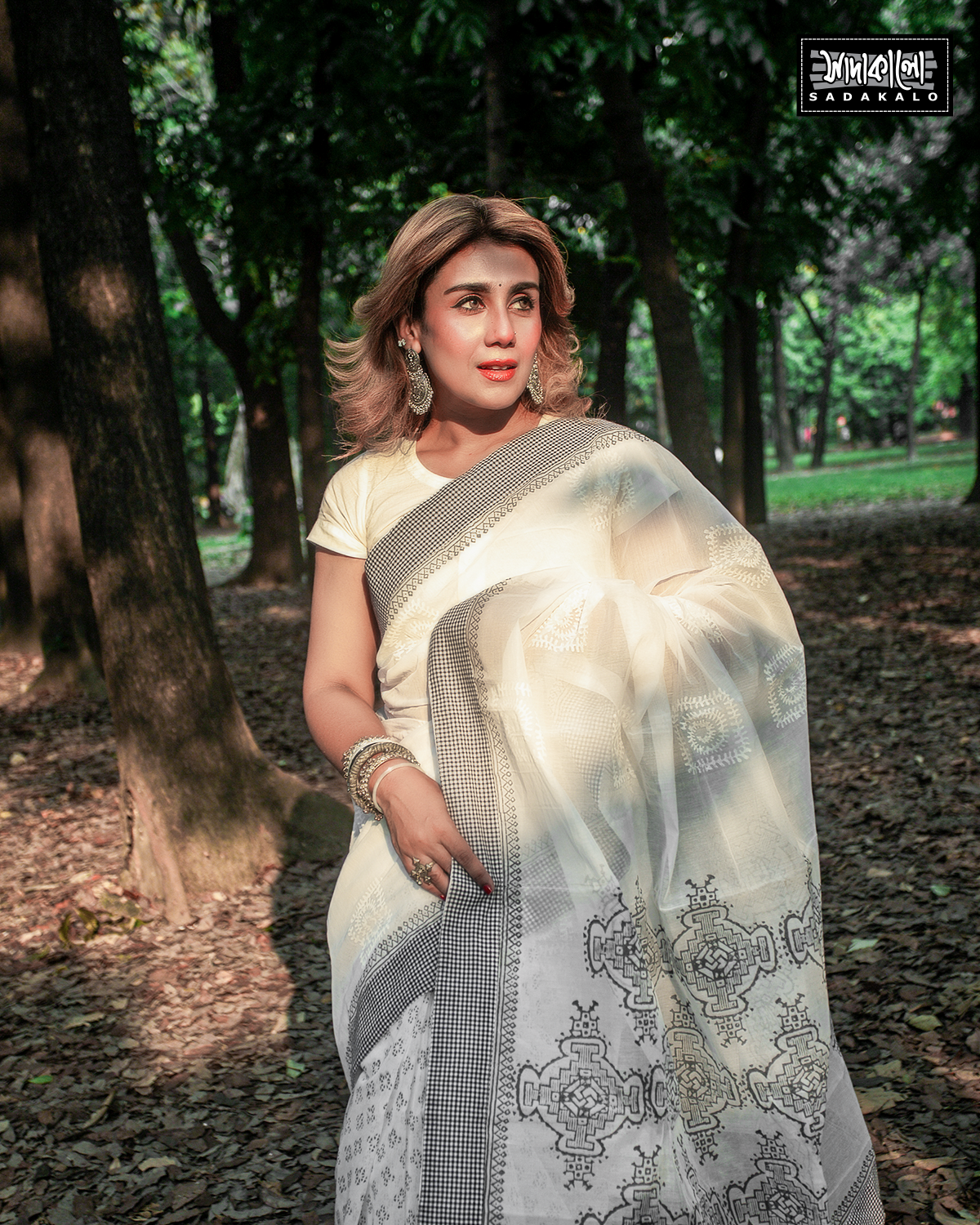 Eid 2026 Block Printed Half Silk Sharee