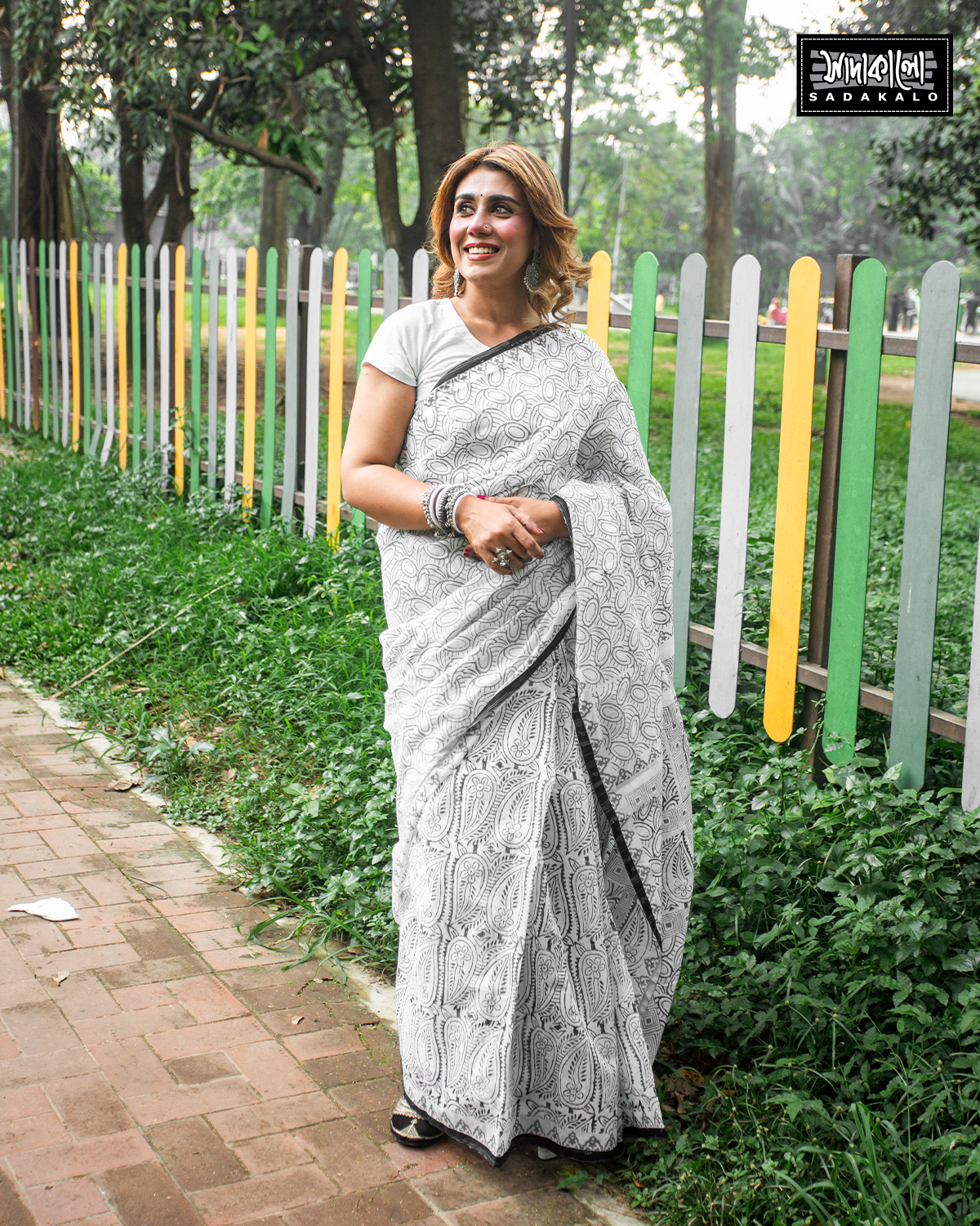 New Collection Block Printed Half Silk Sharee