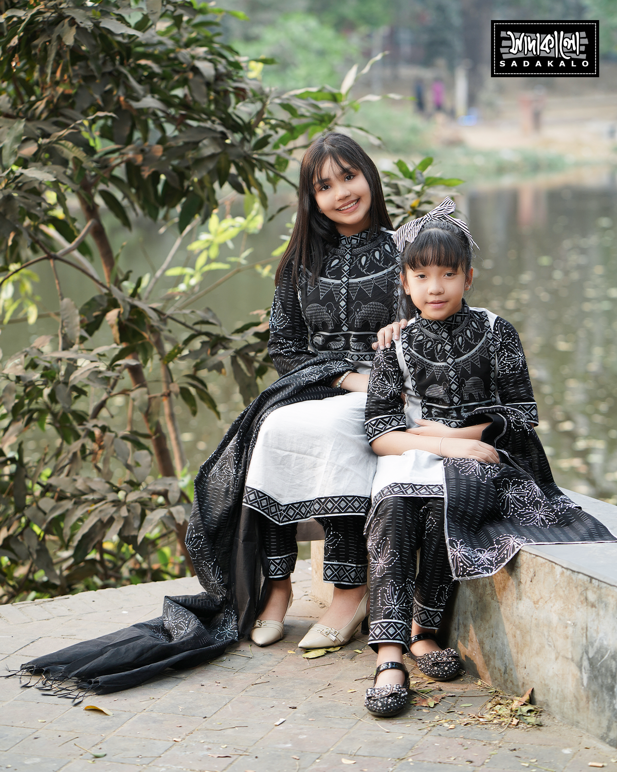 Mother's Day Special Matching Screen Print Cotton Kameez