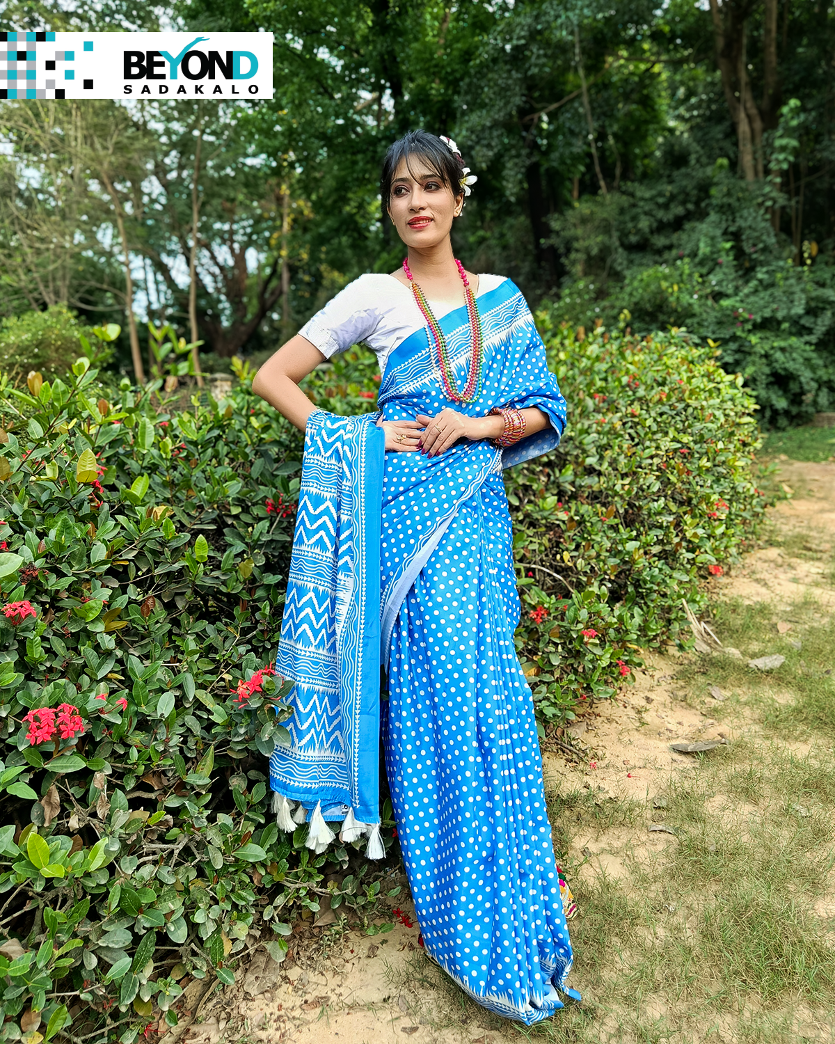 Stylish Bembo Silk Digital Print Sharee - Image 3