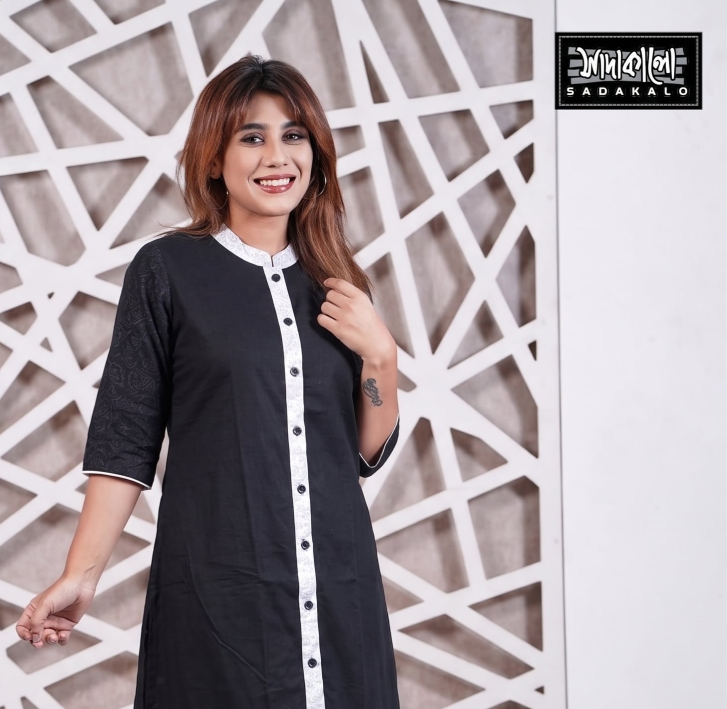 Block Print Black Color Single Kameez