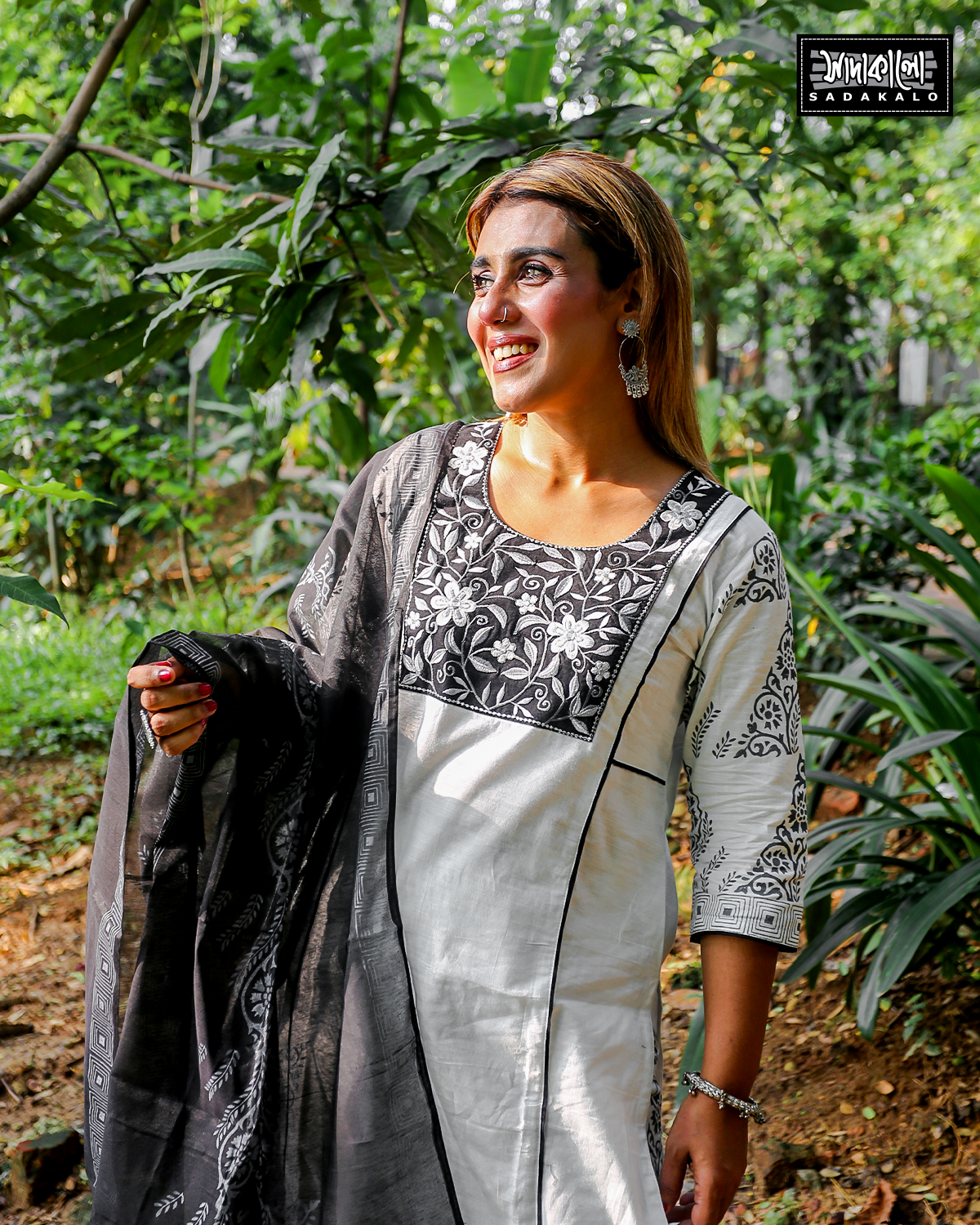 New Block & Embroidered Cotton Febric Single Kameez